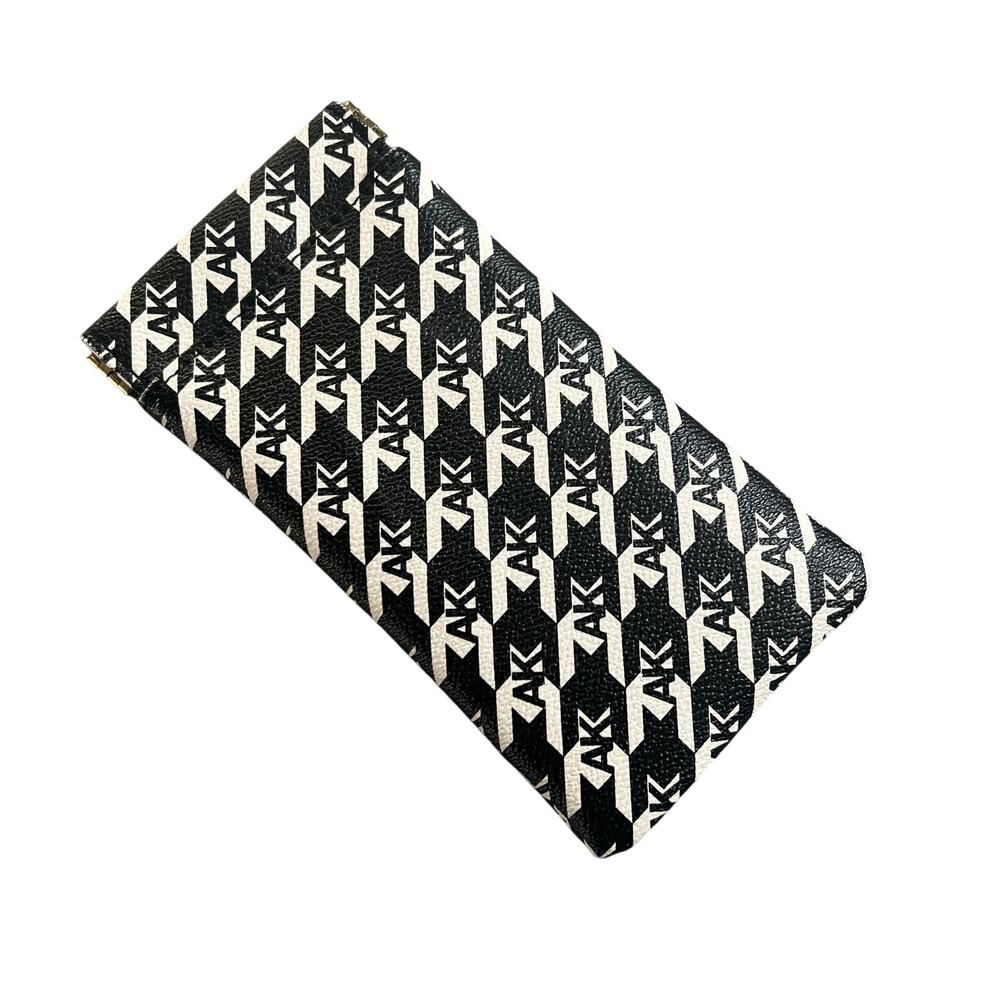 Anne Klein Eyeglass Soft Case Black & White Logo Herringbone Print - Picture 2 of 3